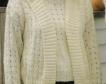 Eyelet Twinset Knitting Pattern: Women's Cardigan & Top (PDF Pattern)