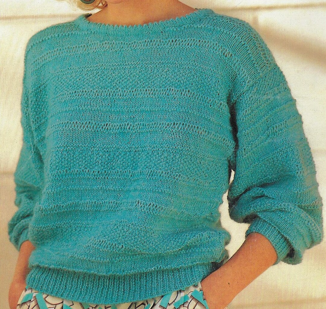 Women s Easy Dropped Loop Sweater Knitting Pattern DK 8 Ply Yarn or Wool 30 40 in 75 100 Cm Bust PDF Instant Digital Download Post Free Etsy Canada