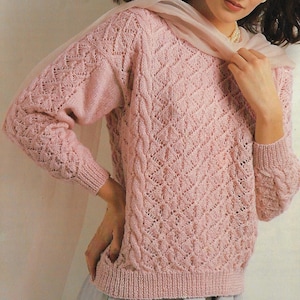 Women's Lace & Cable Sweater knitting pattern DK 8 ply yarn or wool 32-40 inch 81-102 cm bust PDF Instant Digital Download Post Free