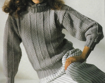 Women's Textured Sweater knitting pattern DK 8 ply yarn or wool 30-40 inch bust PDF Instant Digital Download Post Free