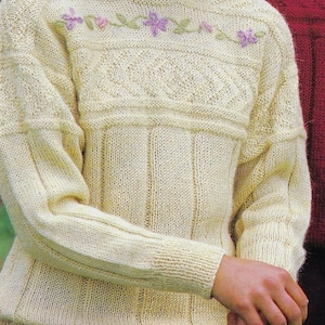 Men & Women Guernsey Style Sweater knitting pattern 10 ply yarn 34-44 inch 86-110cm chest PDF Instant Download Post Free