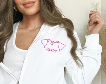 Custom Embroidered Dog or Cat Zip-Up Hoodie: Personalized Pet Sweatshirt