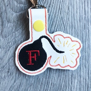 F Bomb Keychain: Embroidered Marine Vinyl Swear Word Keyfob