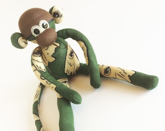 Brown Monkey Bears- Sock Monkey Parrot Green Plush Bear Lover Bear Brown Sock Monkey Brown Bear Plush Bears Sock Monkey Gift