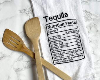 Alcohol Flour Sack Towel - Tea Towel -Whiskey Towel - White Wine Towel - Red Wine Towel - Tequila Towel - Gag Gift -  Kitchen Towel