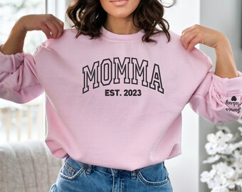 Embroidered Family Sweatshirt: Custom Name Sleeve, Mama, Daddy, Nana, Papa