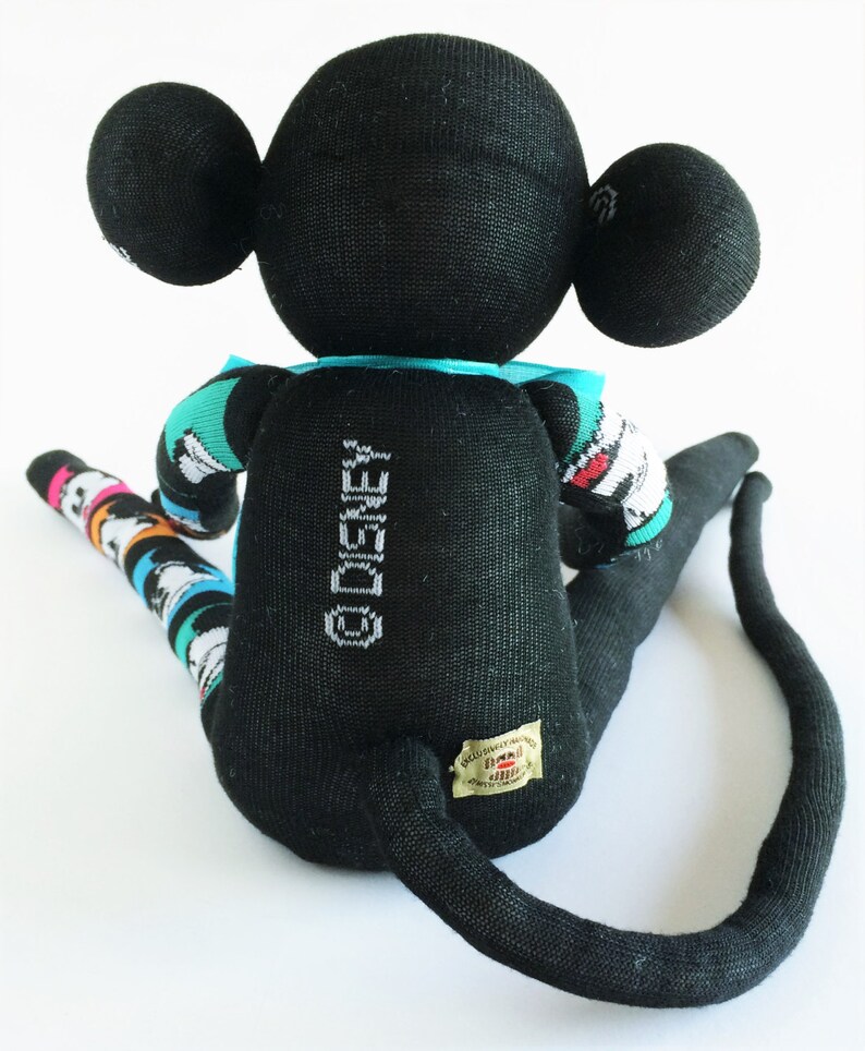 Stuffed Black Sock Monkey Sock Monkey Mickey Mouse Black Sock Monkey Plush Mickey Mouse Themed Sock Monkey Stuffed Black Monkey