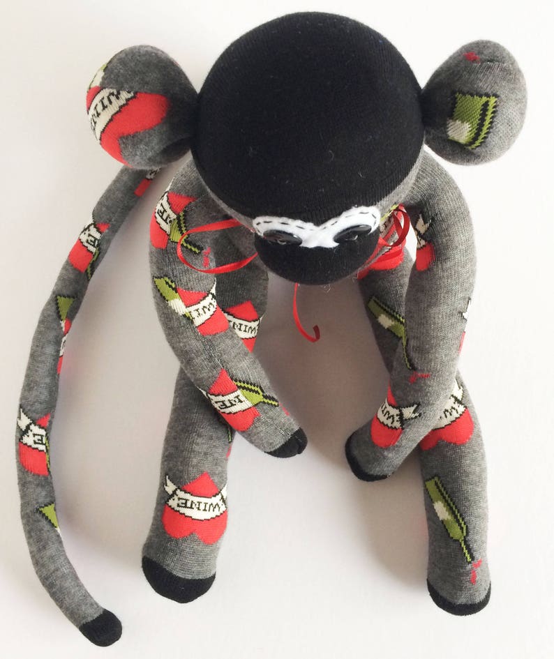 Wine Lover Sock Monkey Sock Monkey Wine Bottle Wine Etsy