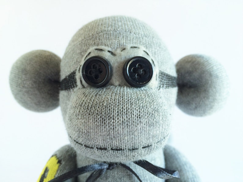 Sock Monkey-Mini-Handmade-Soccer-Goal-Themed-Monkey-Plush-Pocket Size-Handheld
