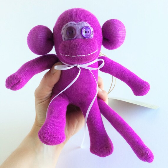 Sock Monkey-Mini-Handmade-Soccer-Goal-Themed-Monkey-Plush-Pocket Size-Handheld