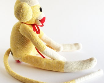 Handmade Yellow Sock Monkey: Rockford Red Heel, 20-inch Plush