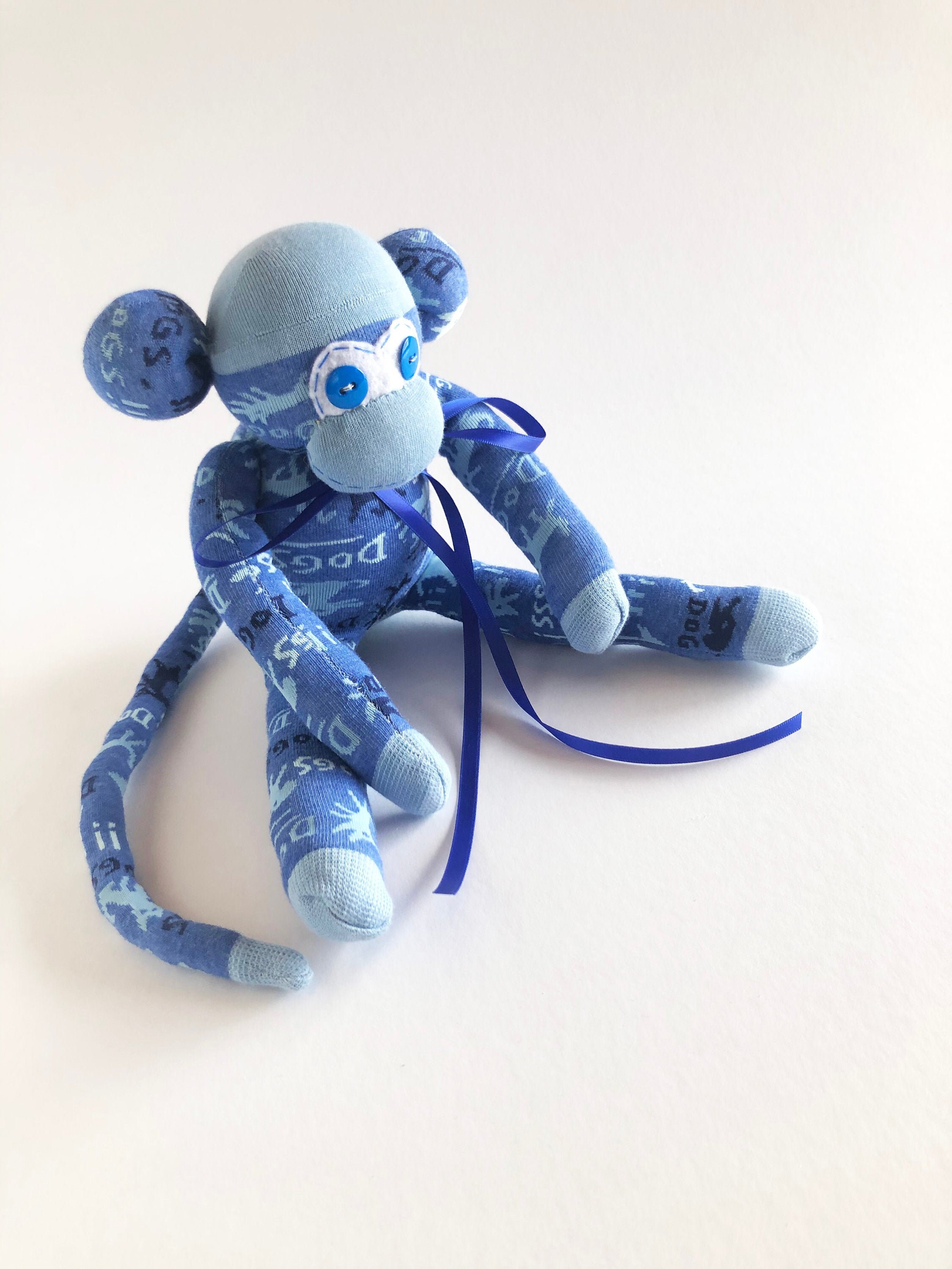 Doggy Plush Blue Sock Monkey Dog Lover Gift