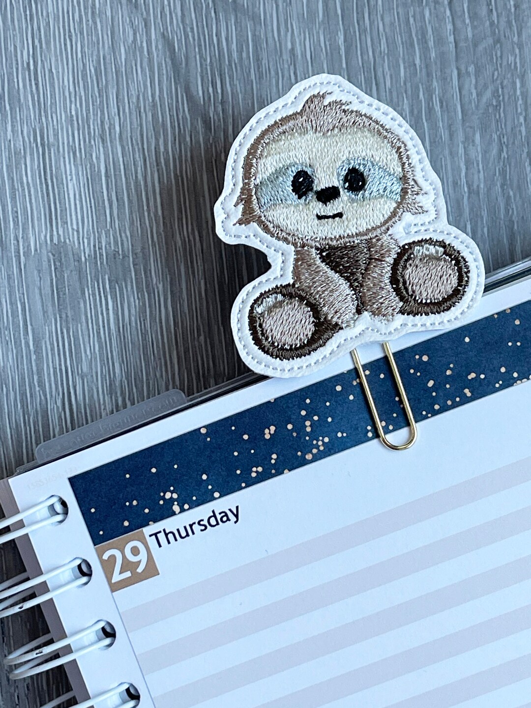 Embroidered Sloth Paperclip: Custom Planner Clip, Sloth Bookmark - Etsy