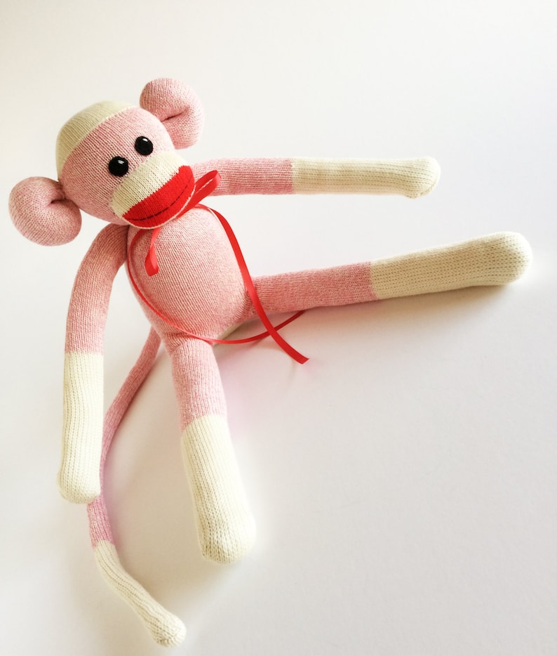 Large Pink Rockford Red Heel Sock Monkey Sock Monkey Etsy