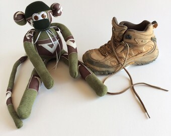 Hiking Sock Monkey: Handmade Outdoor Adventure Plush Toy