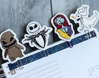 Spooky Halloween Embroidered Paperclip Set: Pumpkin, Ghost Dog, Ragged Doll