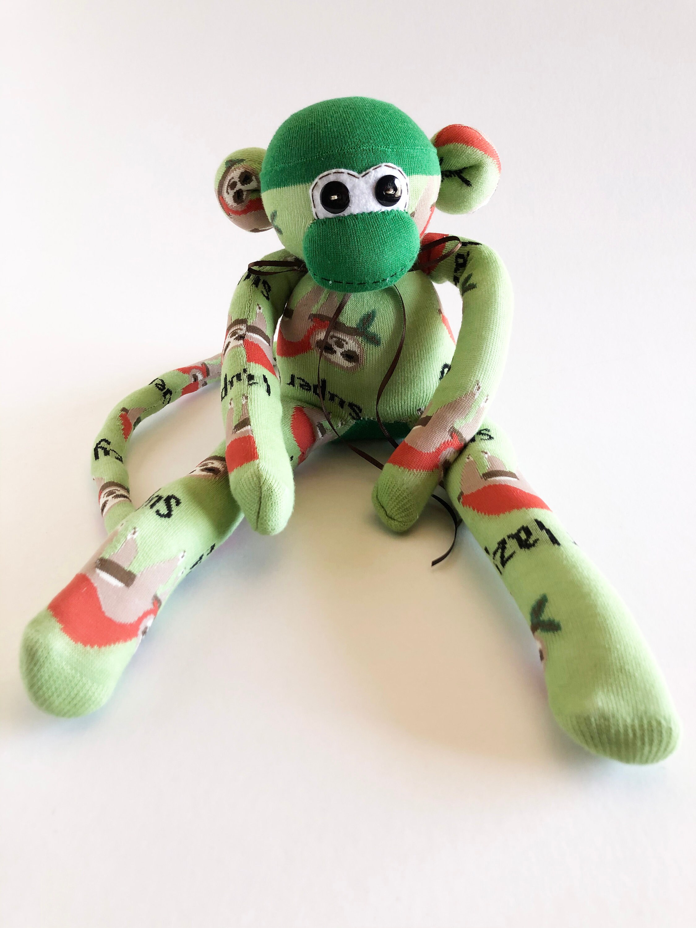 Sloth Sock Monkey Sloth Sock Monkey Green Sock Monkey Etsy