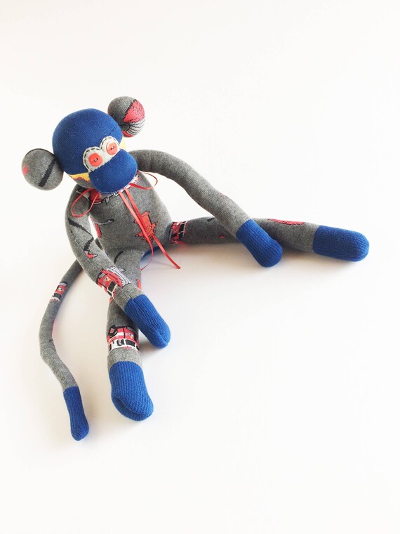 Fireman Sock Monkey Sock Monkey Firefighter Plush | Etsy