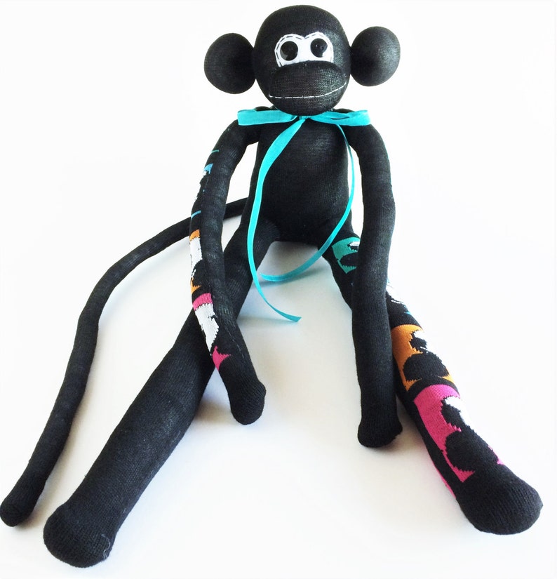 Stuffed Black Sock Monkey Sock Monkey Mickey Mouse Black Sock Monkey Plush Mickey Mouse Themed Sock Monkey Stuffed Black Monkey