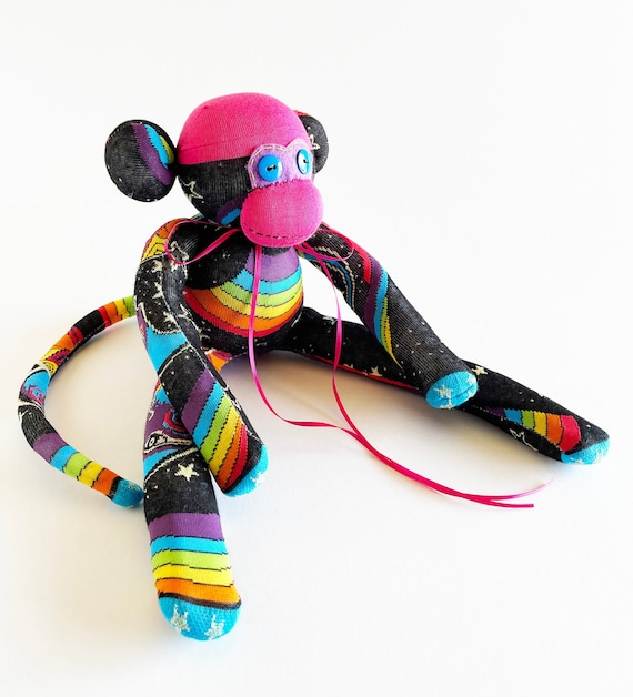 rainbow stuffed monkey