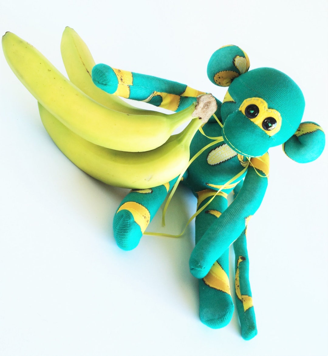 Banana Sock Monkey: Handmade Plush Toy, Inch