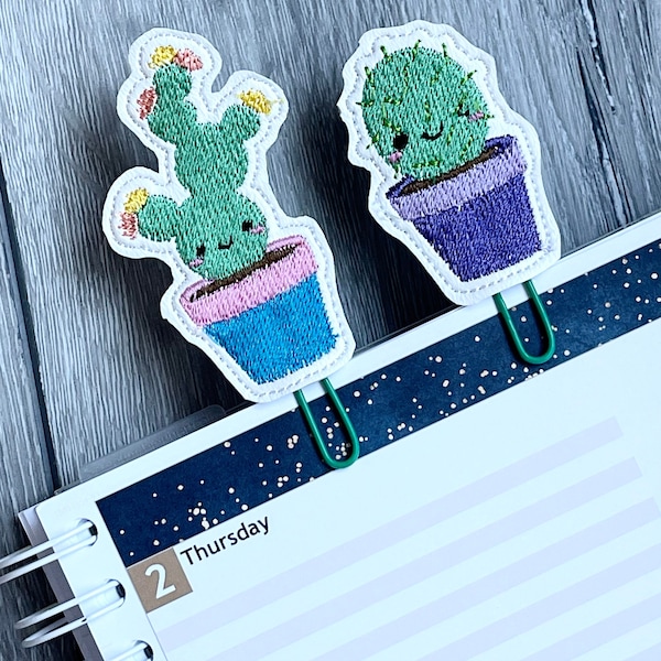 Cactus Paper Clips - Potted Cactus Paper Clips - Prickly Pear - Barrel Cactus - Succulent Paper Clip - Planner Clip - Bookmark - Desert Clip