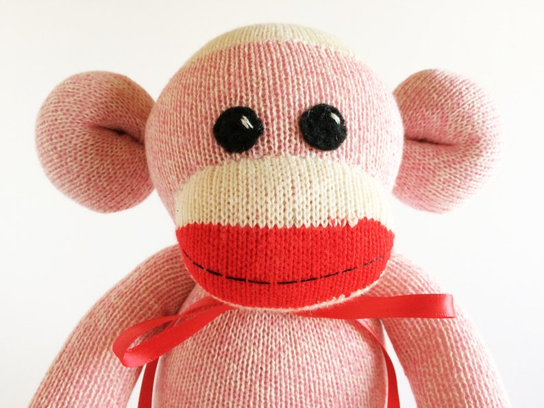 Large Pink Rockford Red Heel Sock Monkey Sock Monkey - Etsy