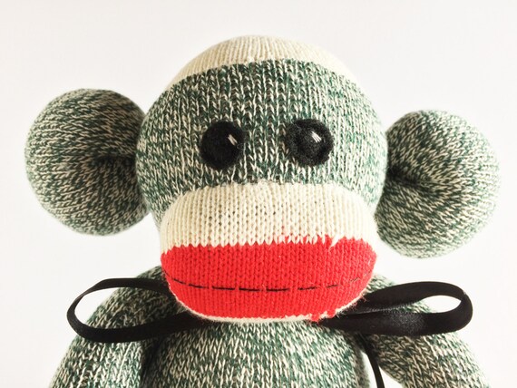 Large Green Rockford Red Heel Sock Monkey Sock Monkey Original Sock Monkey Green Sock Monkey Green Monkey Red Mouth Sock Monkey Etsy UK