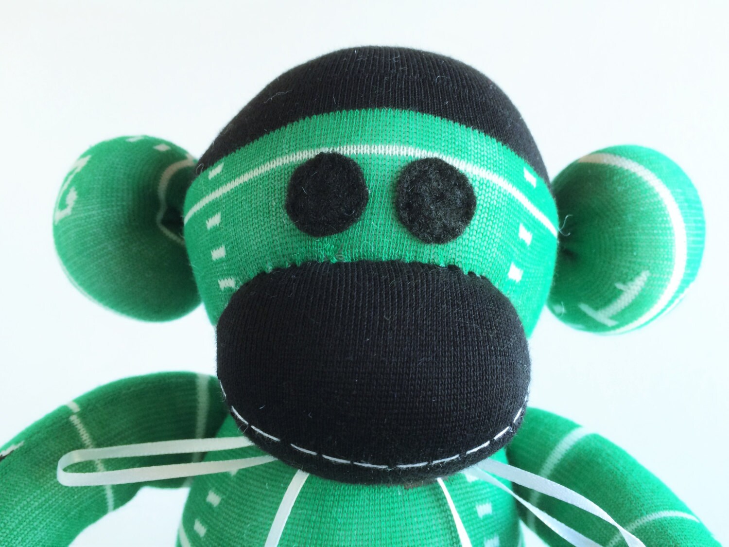 Green Sock Monkey Football Sock Monkey Football Print Etsy