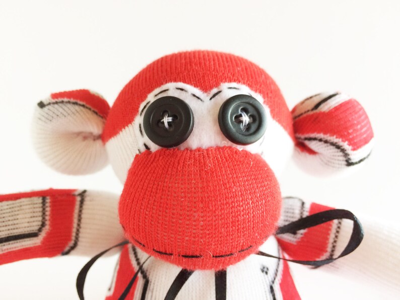 White Sock Monkey College Buckeyes Sock Monkey Mini Sock Monkey Ohio State University NCAA Ohio State Mini Sock Monkey Red