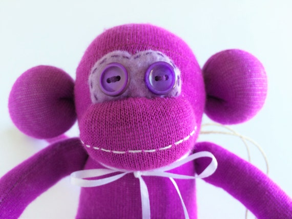 Sock Monkey-Mini-Handmade-Soccer-Goal-Themed-Monkey-Plush-Pocket Size-Handheld