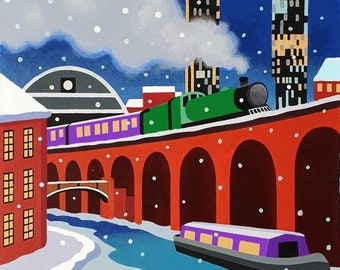 Manchester Christmas Cards Manchester greetings cards cityscape snowscene