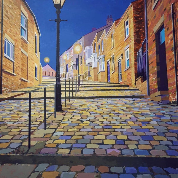 Crowther Street Stockport signed print of acrylic painting