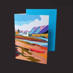 Landscape Greetings cards. Blank abstract landscape art cards Plockton, Scotland
