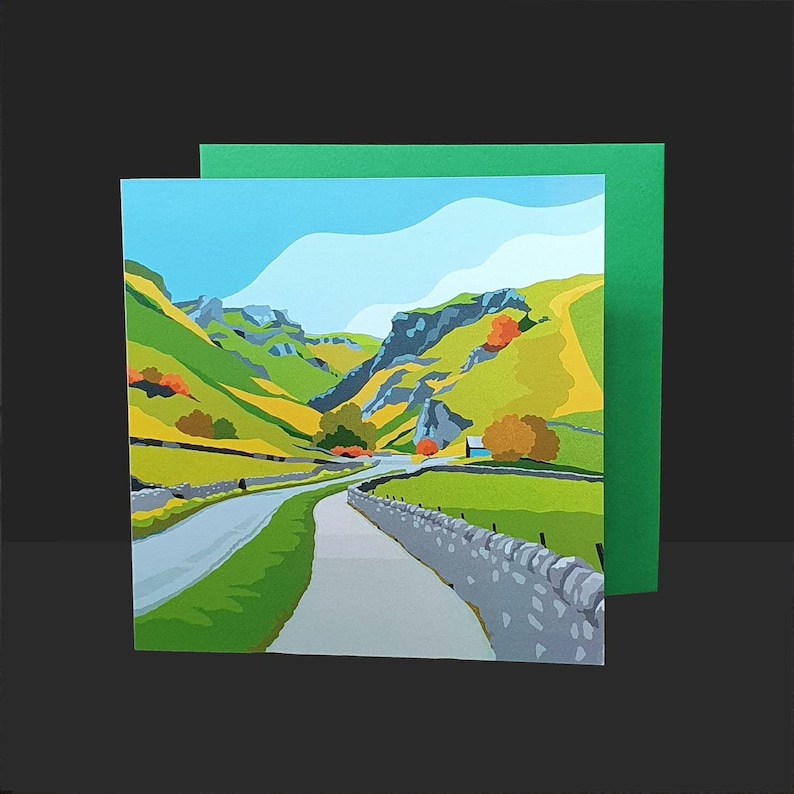 Landscape Greetings cards. Blank abstract landscape art cards Winnats Pass Derbs