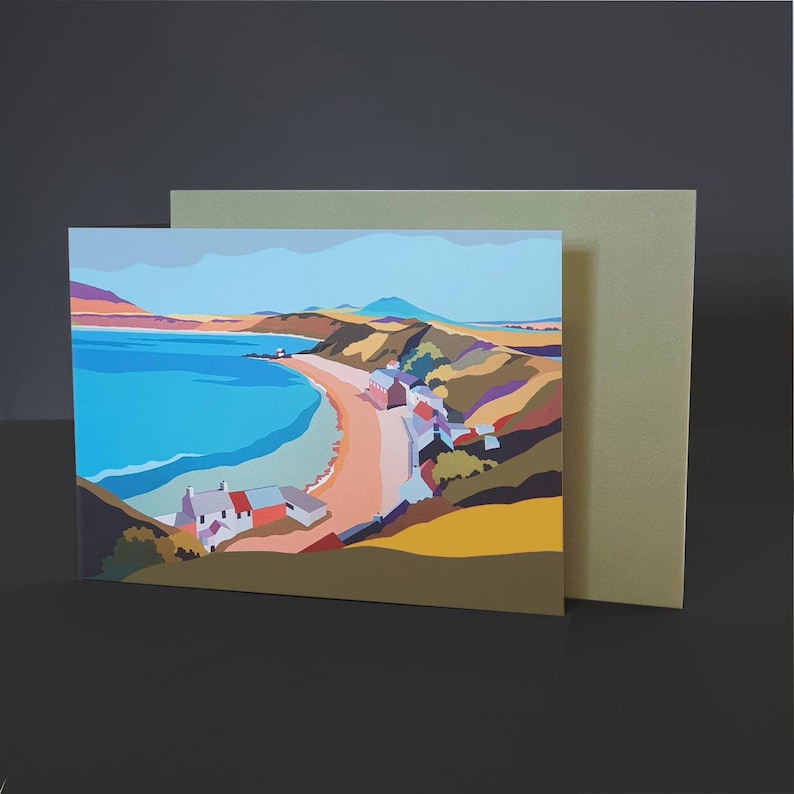 Landscape Greetings cards. Blank abstract landscape art cards Morfa Nefyn Wales