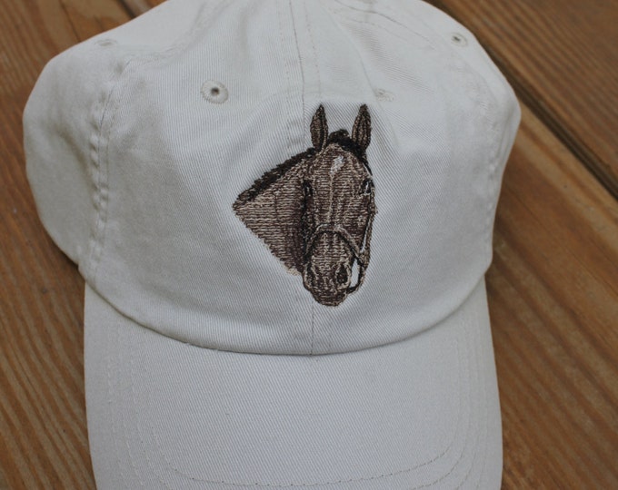 Chino Cotton Twill Unconstructed Baseball Cap with Horse Head Design