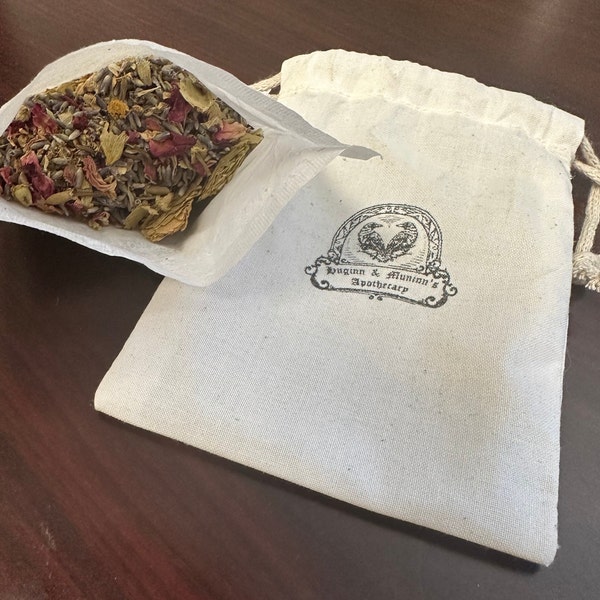 Raven's Lullaby: Herbal Dream Pillow, 100% Organic, Dream Pillow, Dream Herb Sachet, Chamomile, Hops, Rose Buds, Lavender Buds