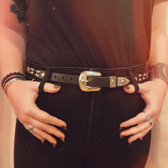 Vintage Leather Belt / Vintage Concho Belt / Buffa