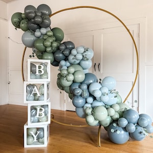 Rustic Woodland Boy Baby Shower Blue Green Gray Balloon Garland Kit Balloon Party Decorations