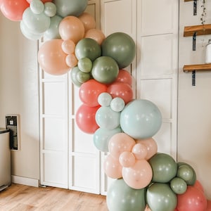 Garden Party Pink Green Beige Balloon Garland Kit Fairy Garden Boho Spring Summer Party Pastel Balloon Party Decorations