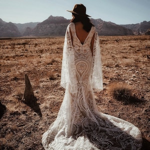 Santorini - Bohemian Bold Unique Wedding Dress | Fit & Flare Mermaid Boho Dress | Unique Boho Wedding Dress - MADE TO ORDER