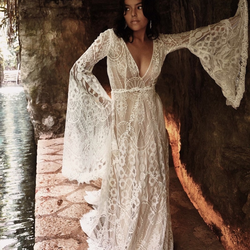 Hippie Wedding Dress - Etsy