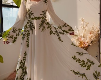 green emerald velvet dress White Long Tulle Prom Dress with Pockets Meadow Green Leaf Appliques Y   Viniodress