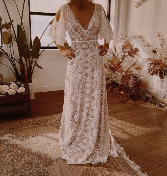 Boho hippie wedding dress