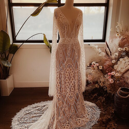 boho 70s wedding dress