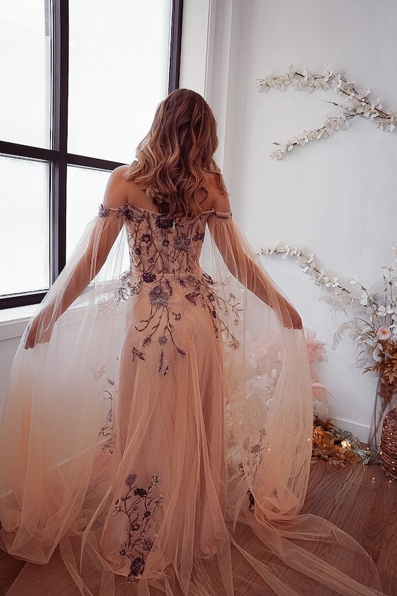 Adora A-line make to order wedding dress Light peach | Devotiondresses.com
