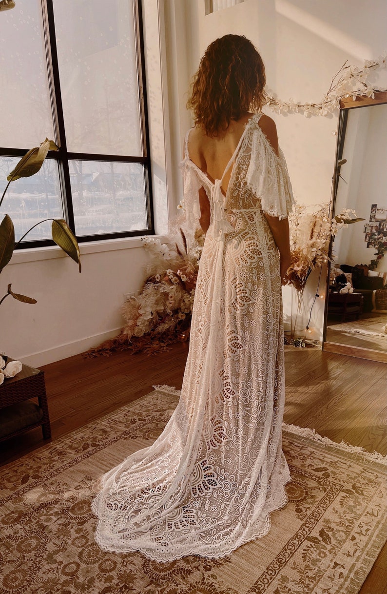 Behati Boho Wedding Dress /Bohemian wedding dress /Bohemian lace wedding dress / Lace wedding dresses / Lace bridal gown / MADE TO ORDER image 4