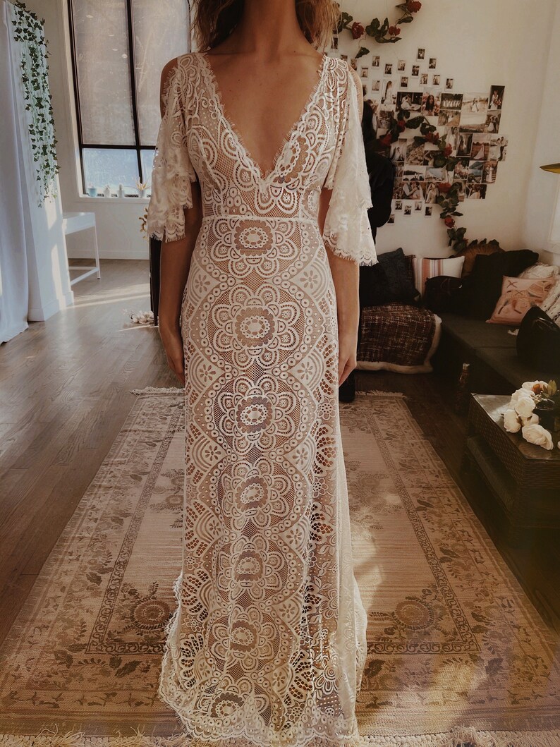 Behati Boho Wedding Dress /Bohemian wedding dress /Bohemian lace wedding dress / Lace wedding dresses / Lace bridal gown / MADE TO ORDER image 5