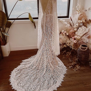 Raina Ethereal Bell Sleeves Bohemian Dress | Elopement Hippie Wedding Dress | Bohemian Wedding Dress SAMPLE